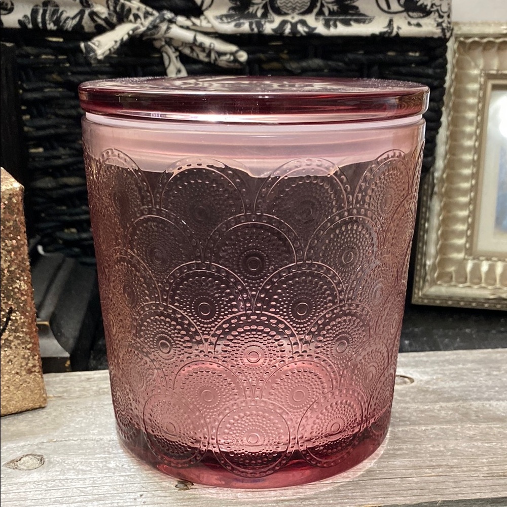Elegant Pink Glass Candle Holder
